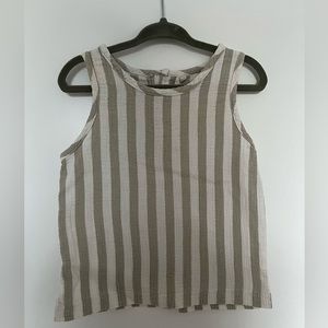Quincy Mae 100% Organic Cotton sage and white striped tank top
